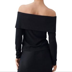Anthropology black long sleeve off the shoulder ribbed top/shirt Whimsigoth NWT